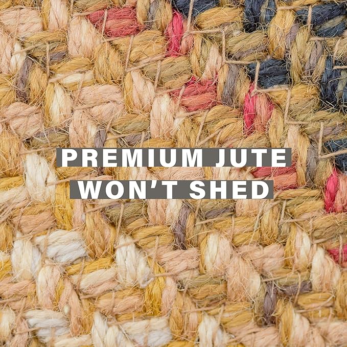 Russet Multi Color Oval Braided Rug, 6x9' - Handmade with Jute, Warm Country Decor, Perfect for Living Rooms and Dining Rooms - Pet Friendly and Easy to Clean