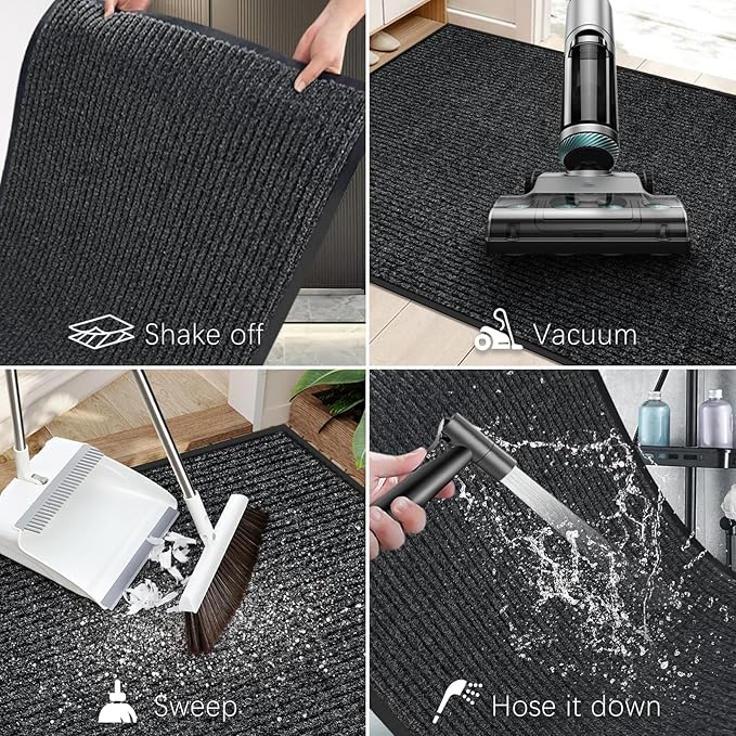 Vicwe Indoor Outdoor Door Mat, 4'x6' Heavy Duty Front Door Mat, Non-Slip Washable Doormats Entrance Mats, Dirt Resistant and Absorbent Doormat, Commercial Outdoor Entrance Floor Mat for Home Office