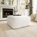 Christopher Knight Home Isa Velvet Ottoman Footstool, Square Pouf Poufee Footrest Ottoman Large Seat, Modern Side Table for Living Room Bedroom Home Decor, Cream, 30"
