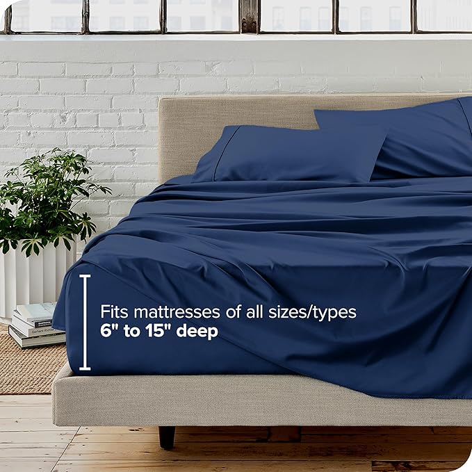 Bare Home Split King Sheet Set - 1800 Ultra-Soft Microfiber Bed Sheets - Double Brushed - Deep Pockets - Easy Fit - 5 Piece Set - Bed Sheets & Pillowcases (Split King, Dark Blue)