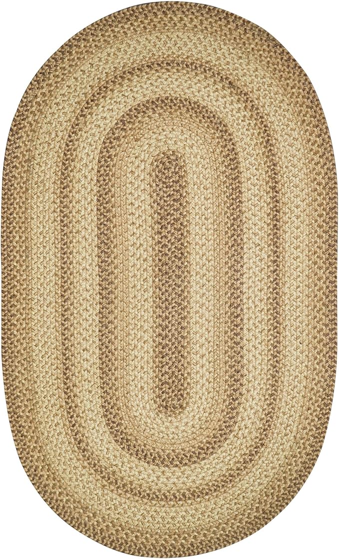 Homespice Cookie Dough Farmhouse Area Rugs 8x10' - Jute Braided Country Rugs for Bedroom and Living Room