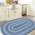 Homespice 27x45” Blue Oval Braided Rug. Denim Blue and White Jute Oval Rug. Uses- Entryway, Kitchen Rugs, Bathroom Rugs. Reversible, Rustic, Country, Primitive, Farmhouse Decor Rug