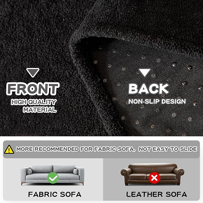 MYSKY HOME Black Couch Covers for Sectional Sofa, Couch Cover L Shape Couch Covers for Dogs Washable Couch Cover Banket Modern Sofa Slipcovers, Super Soft Sofa Towel for Kids, Pets, 91" x 150"