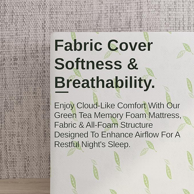 NapQueen Full Size, 10 Inch Anula Green Tea Infused Memory Foam Mattress, Bed in a Box, CertiPUR-US Certified Mattress