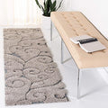 SAFAVIEH Florida Shag Collection Runner Rug - 2'3" x 9', Grey & Light Blue, Scroll Design, Non-Shedding & Easy Care, 1.2-inch Thick Ideal for High Traffic Areas in Living Room, Bedroom (SG455-1160)
