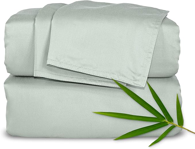 California King Sheets by Pure Bamboo, Genuine 100% Organic Viscose Derived from Bamboo Bed Sheet Set, Soft & Cooling, Double Stitching, Lifetime Quality Promise (California King, Sea Glass)