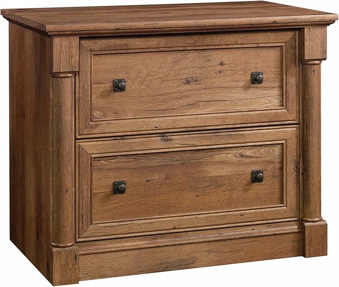 Sauder Palladia 2 Drawer File Cabinet, Lateral Filing Cabinets for Home Office, Hanging File Folders Organizer, Interlocking Drawers, in Vintage Oak Finish