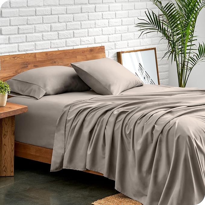 Bare Home Twin Sheet Set - 1800 Ultra-Soft Microfiber Twin Bed Sheets - Double Brushed - Deep Pockets - Easy Fit - Extra Soft - 3 Piece Set - Bedding Sheets & Pillowcases (Twin, Khaki)