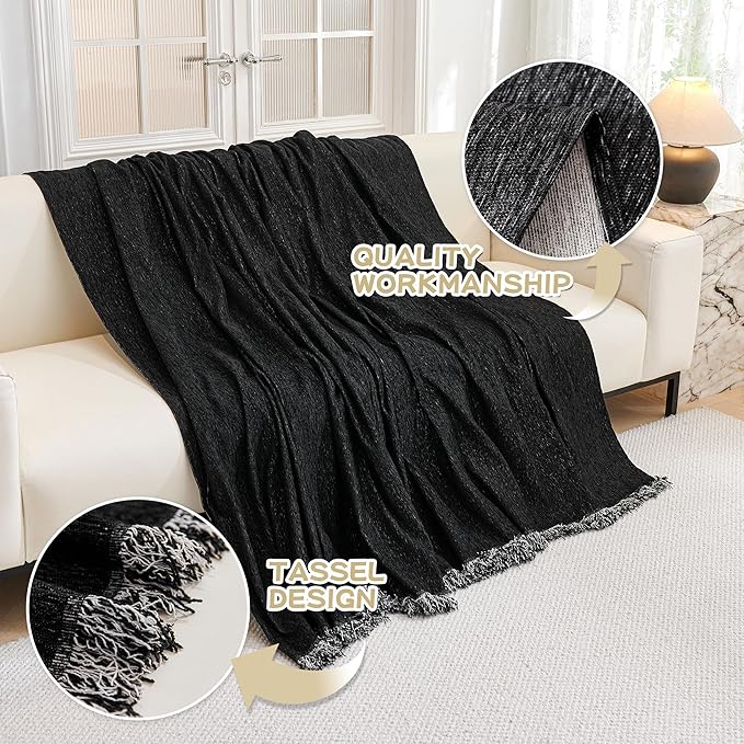 MYSKY HOME Sofa Cover - Non Slip Soft Couch Cover for Dogs, Washable Furniture Protector, 91"x134", Black