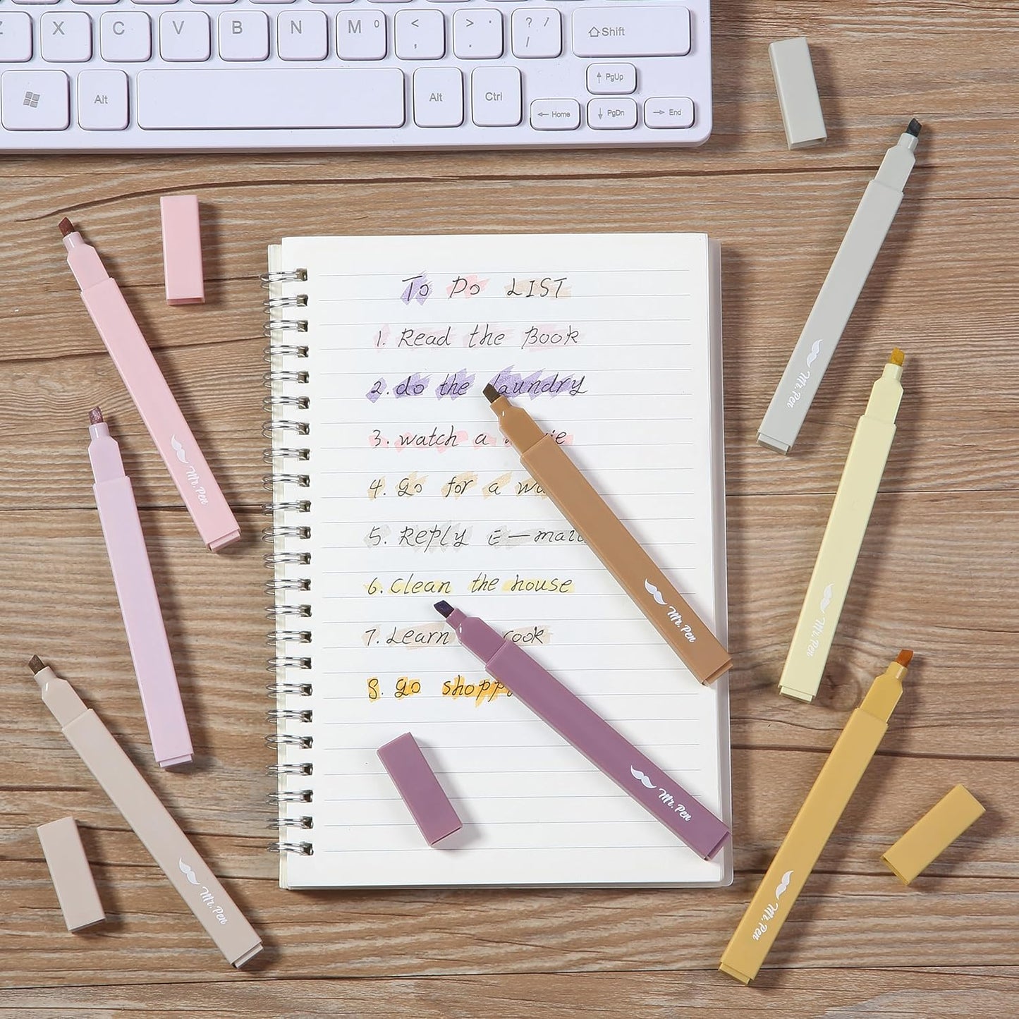 Mr. Pen- Aesthetic Highlighters, 8 Pack, Chisel Tip, Vintage Brown, Cute Highlighters Assorted Colors