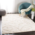 SAFAVIEH Florida Shag Collection Area Rug - 6' x 9', Creme & Creme, Scroll Design, Non-Shedding & Easy Care, 1.2-inch Thick Ideal for High Traffic Areas in Living Room, Bedroom (SG455-1111)