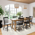 Bush Furniture Rectangular Dining Table Set for 6, with 67 inch Squire Trestle, High Back Spindle Dining Chairs, Farmhouse Transitional, Sterling Collection, Light Brown and Black