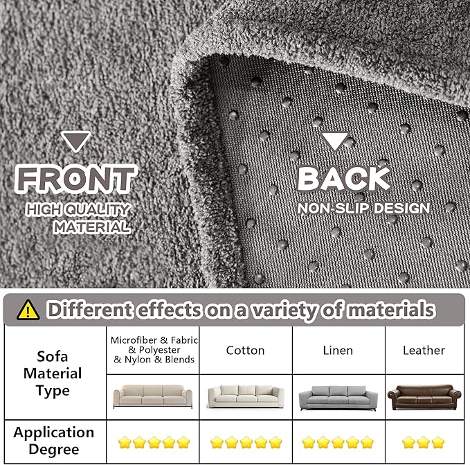 MYSKY HOME Armchair Couch Cover, Sofa Covers Washable, Couch Cover for Dogs, Sofa Slipcovers for 1 Cushion, Furniture Protector Cover, Soft Thick Sofa Throws, 71" x 91", Grey