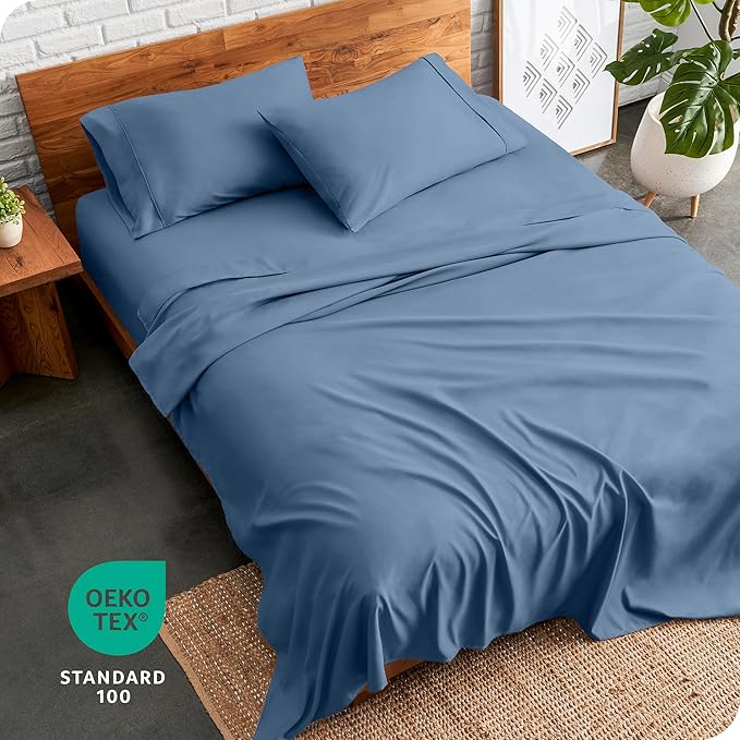 Bare Home Split King Sheet Set - 1800 Ultra-Soft Microfiber Bed Sheets - Double Brushed - Deep Pockets - Easy Fit - 5 Piece Set - Bed Sheets & Pillowcases (Split King, Coronet Blue)