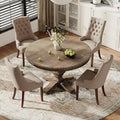 COLAMY Wingback Upholstered Dining Chairs Set of 4, Fabric Side Dining Room Chairs with Tufted Button, Living Room Chairs for Home Kitchen, Taupe