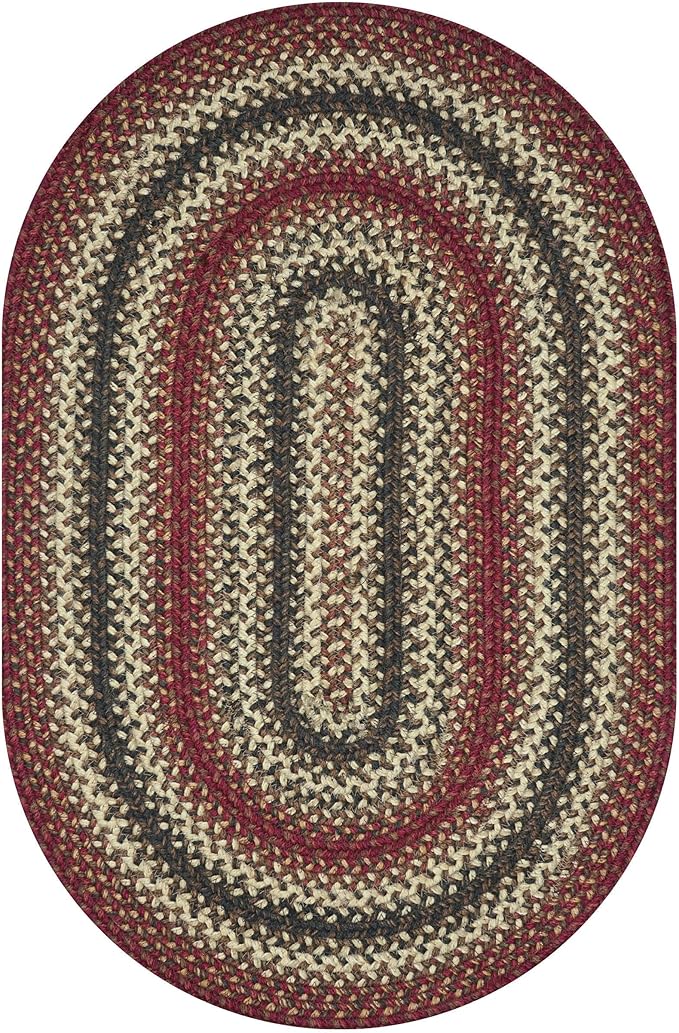 Homespice Chester Red Braided Rugs 2x3' Oval Country Style Rugs for Your Home
