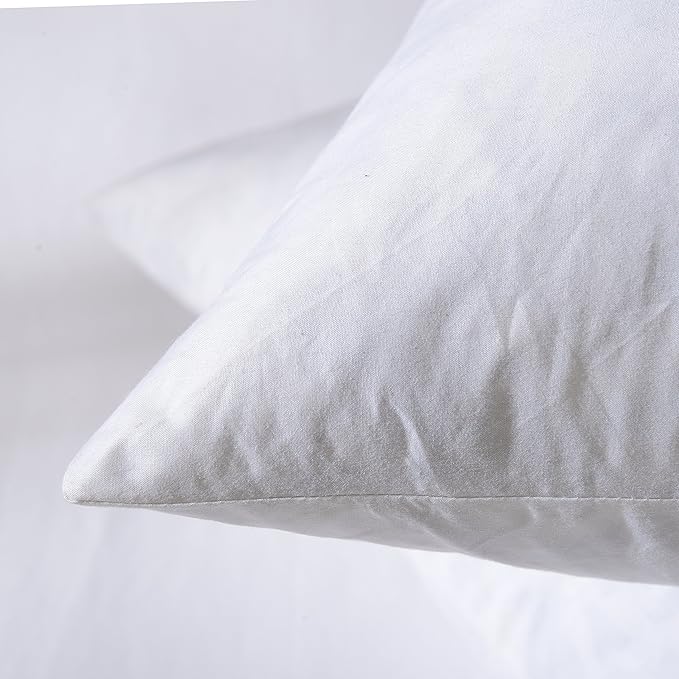 18x18 Decorative Throw Pillow Inserts-Down Feather Pillow Inserts-Square-Cotton Fabric-Set of 2-White.