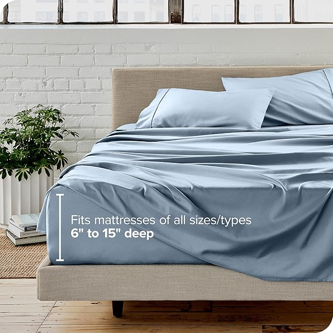 Bare Home Twin Sheet Set - 1800 Ultra-Soft Microfiber Twin Bed Sheets - Double Brushed - Deep Pockets - Easy Fit - Extra Soft - 3 Piece Set - Bedding Sheets & Pillowcases (Twin, Dusty Blue)