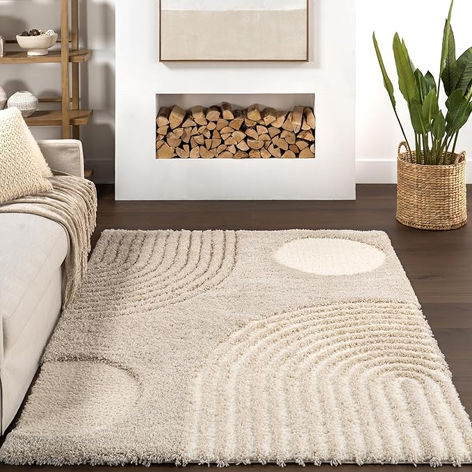 nuLOOM Gloria Abstract Shag Area Rug, 4x6, Light Brown