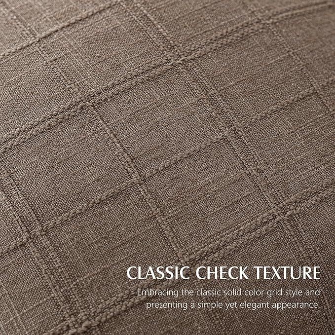 Foindtower Set of 2 Decorative Linen Check Throw Pillow Covers Neutral Farmhouse Vintage Cushion Covers Modern Boho Home Decor for Sofa Chair Couch Bedroom Living Room Outdoor,16×16 Inch,Taupe Grey