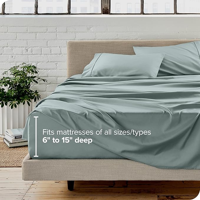 Bare Home Twin Sheet Set - 1800 Ultra-Soft Microfiber Twin Bed Sheets - Double Brushed - Deep Pockets - Easy Fit - Extra Soft - 3 Piece Set - Bedding Sheets & Pillowcases (Twin, Sea Spray)