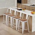 Changjie Furniture 30 Inches Metal Barstools Set of 4 Counter Height Bar Stools Industrial Stools with Backs High Back Chairs for Kitchen Island (30 Inch, White)