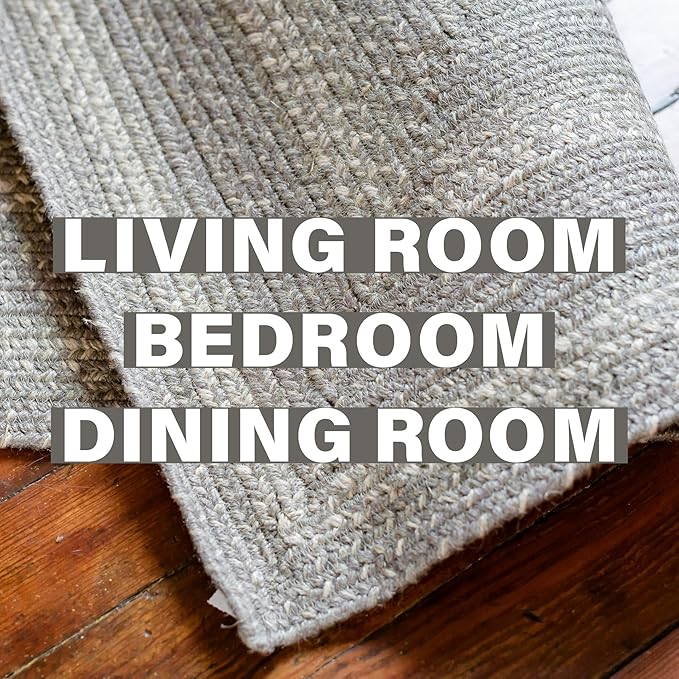 Homespice Grey Cloud Jute Braided Area Rugs, 8x10' Rectangle - Grey, Warm Farmhouse Decor, Perfect for Living Rooms, Dining Areas and Bedrooms - Pet Friendly and Easy to Clean