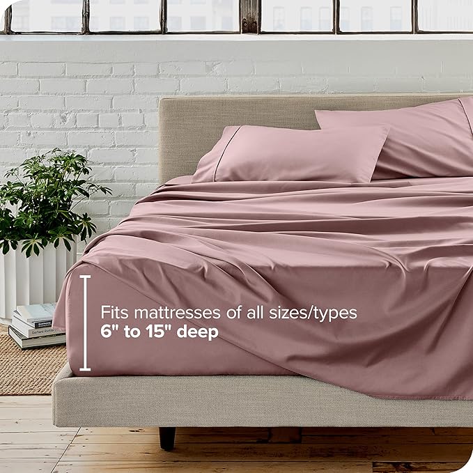 Bare Home Full XL Sheet Set - Luxury 1800 Ultra-Soft Microfiber Full Extra Long Bed Sheets - Double Brushed - Deep Pockets - Easy Fit - 4 Piece Set - Bedding Sheets & Pillowcases (Full XL, Mauve)
