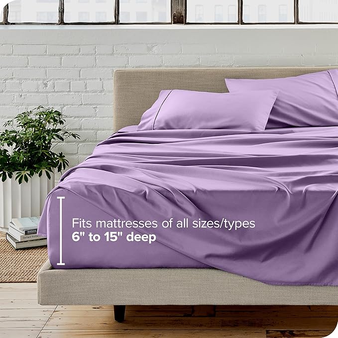 Bare Home Queen Sheet Set - Luxury 1800 Ultra-Soft Microfiber - Double Brushed - Deep Pockets - Easy Fit - 4 Piece Set - Bedding Sheets & Pillowcases (Queen, Lavender)