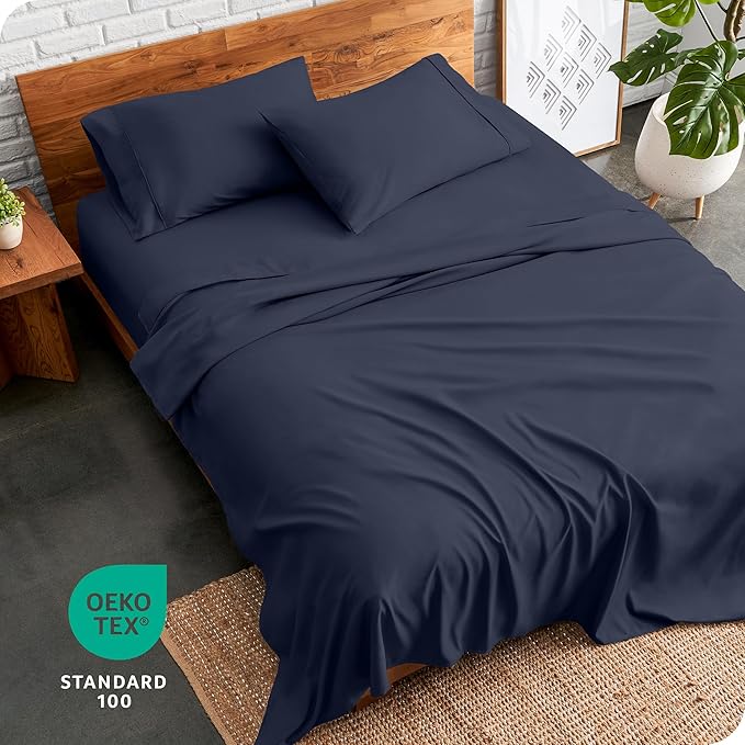Bare Home Full Sheet Set - Luxury 1800 Ultra-Soft Microfiber Full Bed Sheets - Double Brushed - Deep Pockets - Easy Fit - 4 Piece Set - Bedding Sheets & Pillowcases (Full, Midnight Blue)