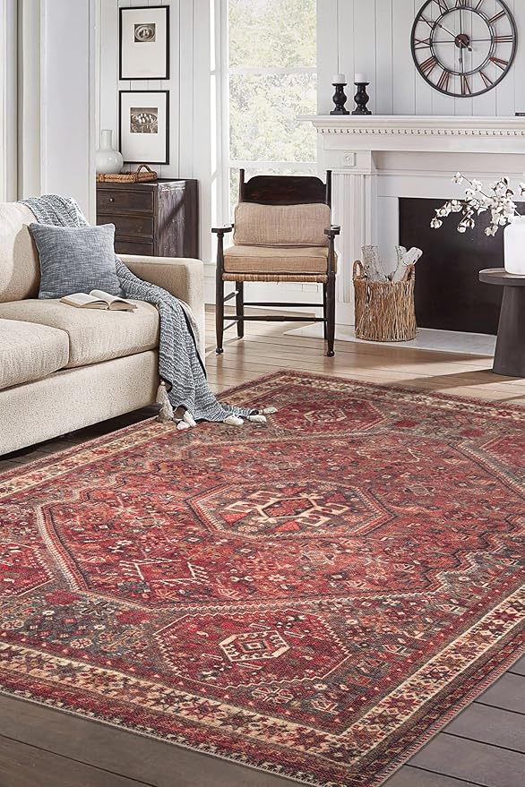 Keen Home Design 10x14 Rug - Machine Washable Area Rug with Non-Slip Backing, Ideal for Living Room, Dining Room, Bedroom - Vintage, Easy Clean, Durable, Low Pile Rug - (9'7" x 14')