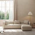 Acanva Luxury Modular Sectional Living Room Sofa Set, Modern Minimalist Style Couch with Ottoman and Chaise, L-Shape, Linen-Like Cream