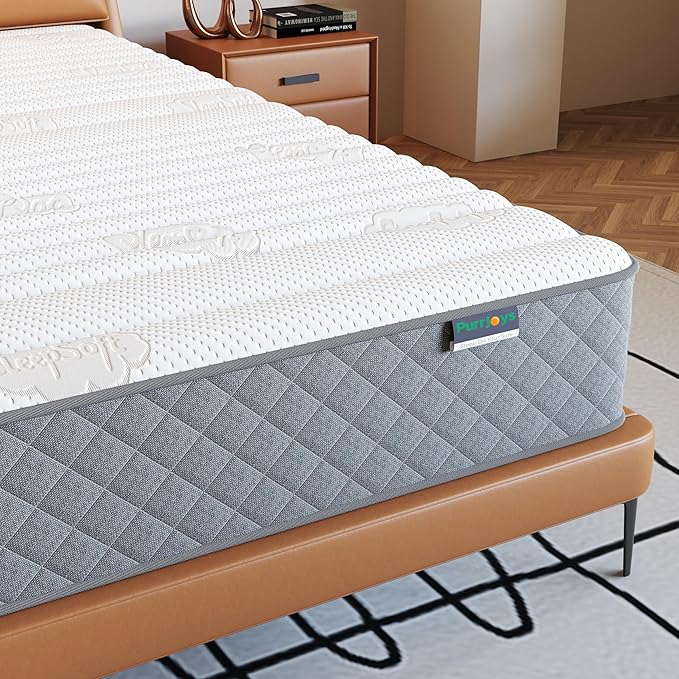 Firm Queen Mattress,10 Inch Hybrid Queen Size Mattress in a Box with Gel Memory Foam, Pocket Innerspring, Pressure Relief, Motion Isolation, Non-Fiberglass - Firm