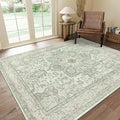 GENIMO 7'6''x9'6'' Area Rugs for Living Room, Machine Washable Non Slip Vintage Rugs, Low Pile Lightweight Chenille Print Rug for Bedroom, Dining Room, Home Office, Oat Light