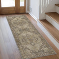 GENIMO 2'6''x12 Runner Rugs for Hallway, Machine Washable Non Slip Vintage Rugs, Low Pile Lightweight Soft Print Rug for enrtyway, Corridor, Home Office, Kitchen, Rustic Brown