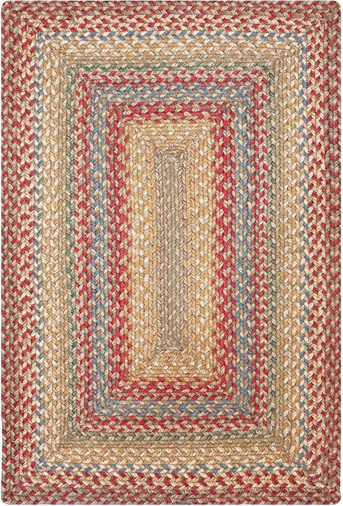 Azalea Multicolor Braided Area Rug, Jute, 6x9' Rectangle - Perfect Country Primitive Decor for Dining Room, Living Room, Everywhere