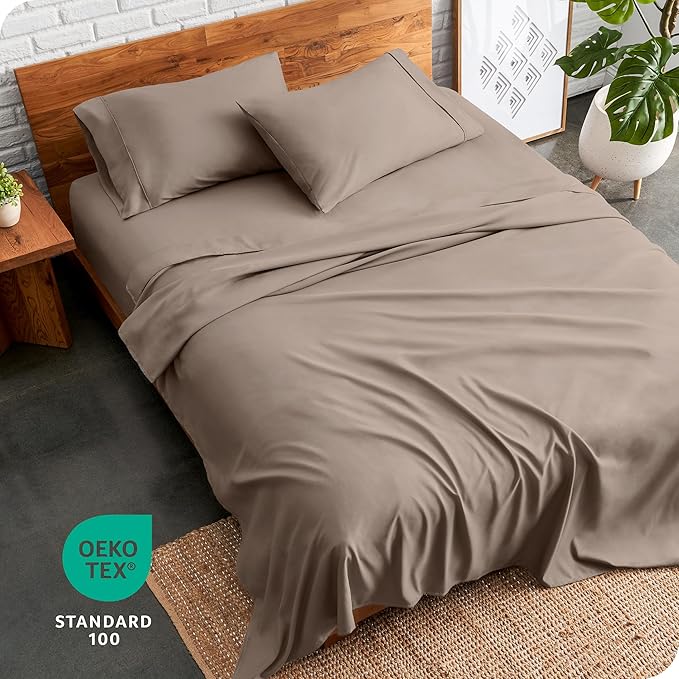 Bare Home Queen Sheet Set - Luxury 1800 Ultra-Soft Microfiber Queen Bed Sheets - Double Brushed - Deep Pockets - Easy Fit - 4 Piece Set - Bedding Sheets & Pillowcases (Queen, Taupe)