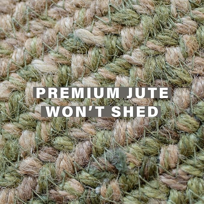 Homespice Grassland Braided Area Rug 5x8' - Jute Braided Natural Rugs for Living Room for Rustic Country Decor