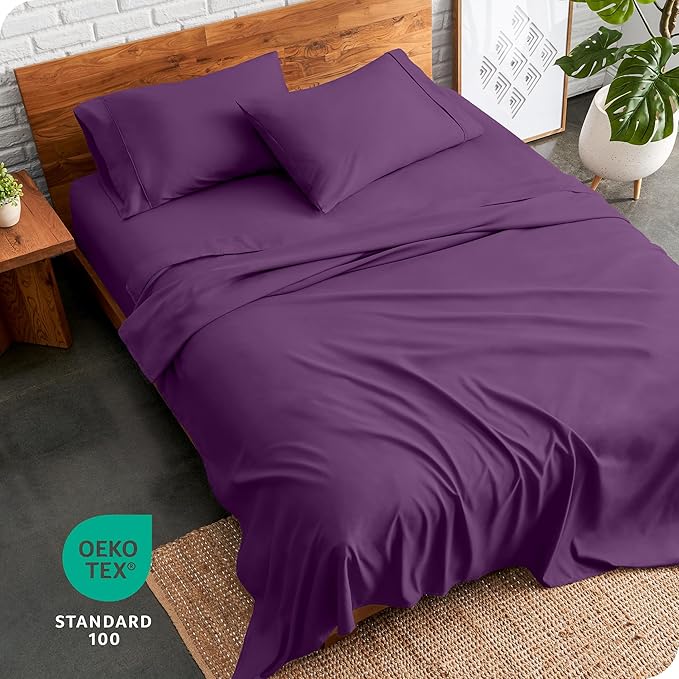 Bare Home Twin XL Sheet Set - College Dorm Size - Luxury 1800 Ultra-Soft Microfiber Twin Extra Long Bed Sheets - Deep Pockets - Easy Fit - Extra Soft - 3 Piece Set - Bed Sheets (Twin XL, Plum)