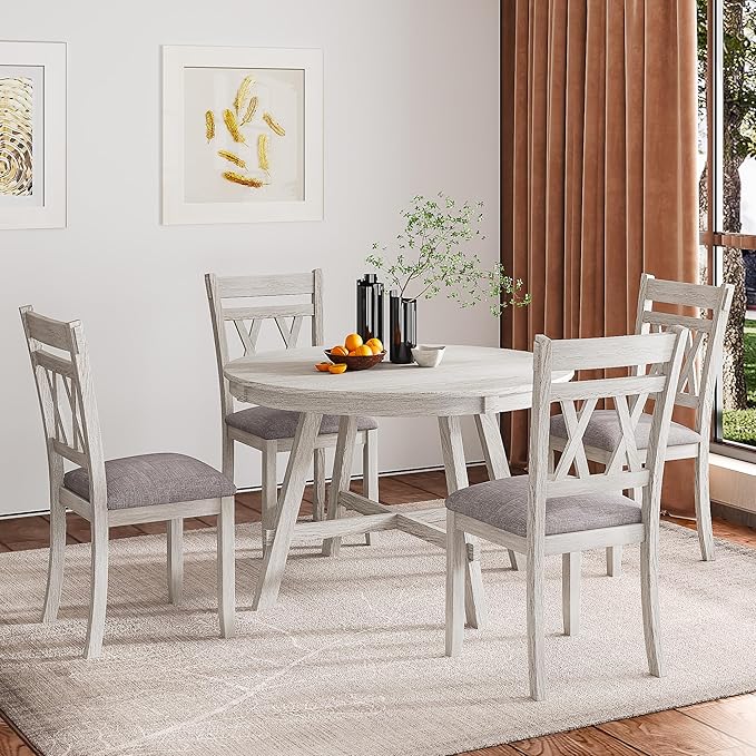 Solid Wood Dining Chair, Part of Dining Table Set, Mix and Match Table, Chair Sold Separately for Dining Room, Kitchen, Grey