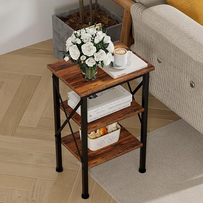 VECELO Modern Nightstands X-Design Side End Table Night Stand with Storage Shelf for Bedroom,Living Room