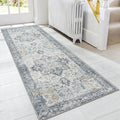 GENIMO Runner Rug 2x6, Machine Washable Runners, Non Slip Vintage Hallway Runner Rugs, Low Pile Lightweight Mat for Entryway, Hallway, Kitchen and Corridor, Blue