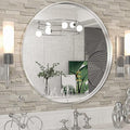 TokeShimi Round Mirror 24 Inch Brushed Silver Round Bathroom Mirror for Wall Non-Rusting Aluminum Alloy Brushed Silver Matte Metal Frame Modern Circle Mirror Multi Style Home Decor