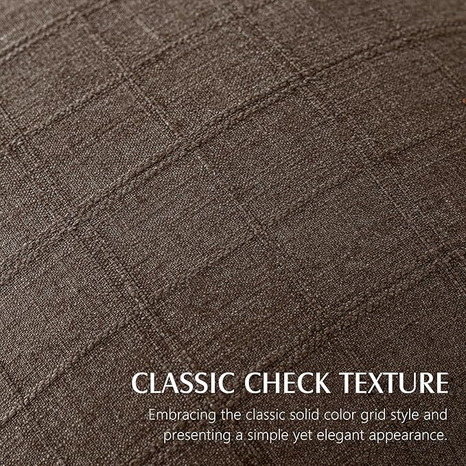 Foindtower Set of 2 Decorative Linen Check Throw Pillow Covers Neutral Farmhouse Vintage Cushion Covers Modern Boho Home Decor for Sofa Chair Couch Bedroom Living Room Outdoor,20×20 Inch,Dark Brown