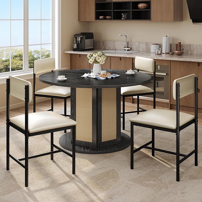 DWVO Dining Room Chairs Set of 4 White Modern Upholstered Dining Chairs Faux Leather Restaurant Chairs with Metal Legs for Living Room Kitchen 4 Pack, White