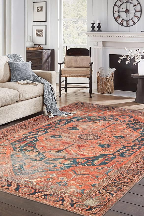 Keen Home Design 3x5 Rug - Machine Washable Entry Rug with Non-Slip Backing, Ideal for Enteryway, Kitchen, Bathroom, Laundry Room - Vintage, Easy Clean, Durable, Low Pile Rug - (3' x 5')