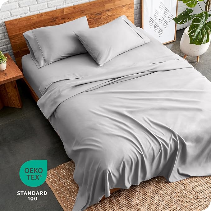Bare Home Split King Sheet Set - 1800 Ultra-Soft Microfiber Bed Sheets - Double Brushed - Deep Pockets - Easy Fit - 5 Piece Set - Bed Sheets & Pillowcases (Split King, Light Grey)