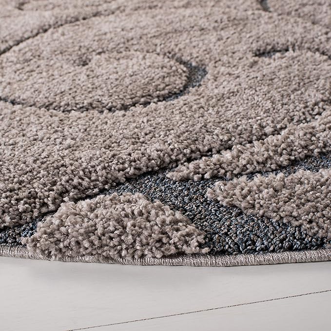 SAFAVIEH Florida Shag Collection Area Rug - 11' Round, Grey & Light Blue, Scroll Design, Non-Shedding & Easy Care, 1.2-inch Thick Ideal for High Traffic Areas in Living Room, Bedroom (SG455-1160)