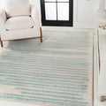 JONATHAN Y Khalil Modern Berber Stripe Cream/Turquoise Indoor Area Rug, 3x5, Contemporary, Bohemian, Easy-Cleaning for Living Room, Bedroom, Kitchen, Pet Friendly, Non-Shedding (MOH207B-3)