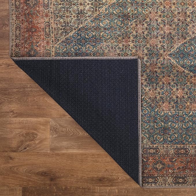 Keen Home Design 5x7 Rug - Machine Washable Area Rug with Non-Slip Backing, Ideal for Living Room, Dining Room, Bedroom - Vintage, Easy Clean, Durable, Low Pile Rug - (5' x 7')